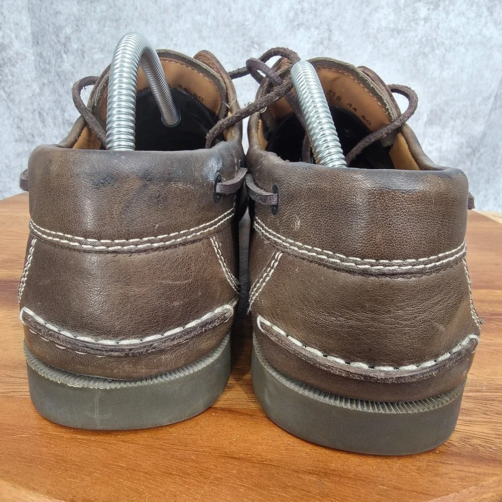 Ecco Boat Shoes Mens EU 44 US 10 - 10.5 Brown Leather‎ Slip On Loafers Casual
